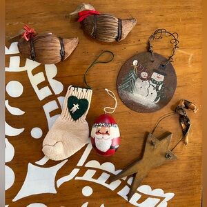 Ornament Lot (6) Vintage- Primitive- Rustic 🎄